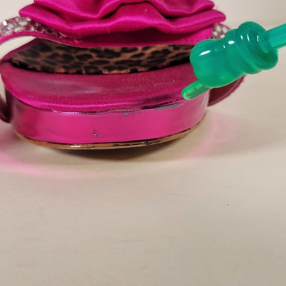 Betsey Johnson Barbiecore Pink Satin Rhinestones Bow Stiletto Shoes Women Sz  7 - Picture 9 of 13